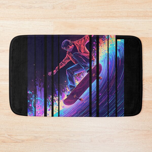 Item preview, Ride the Soundwave – skateboarder surfing on giant colorful wave with headphones on 1 designed and sold by Neon G.