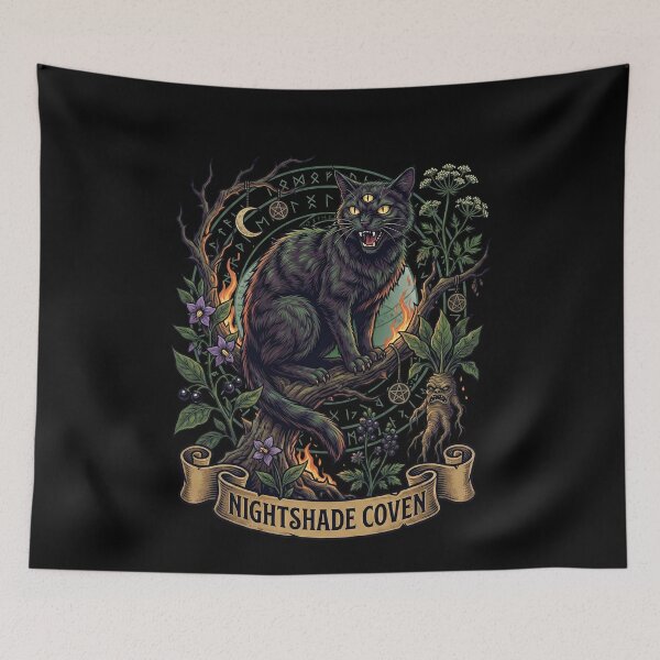 Item preview, Nightshade Coven Three Eyed Witch Cat designed and sold by k3rstman1.