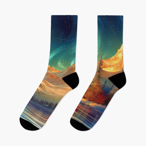 Item preview, Aurora Borealis over Snowy Mountains - Fantasy Winter Forest  designed and sold by MargaretWiktor.