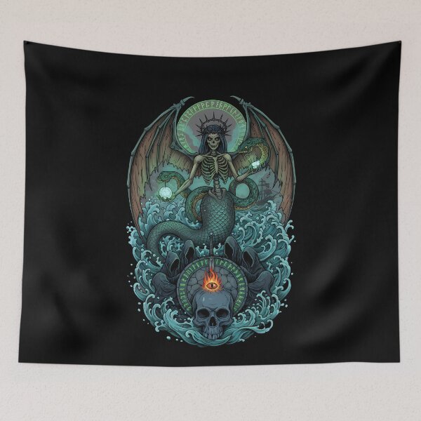 Item preview, Gothic Skeleton Sea Siren Mythical Ocean Art designed and sold by k3rstman1.
