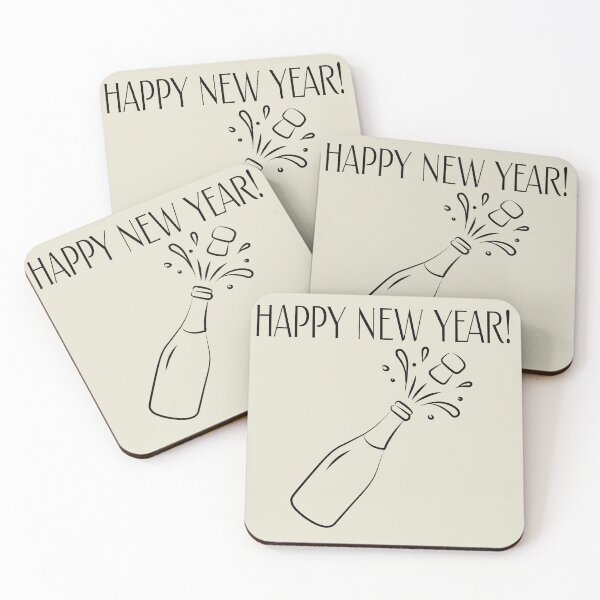 Item preview, Happy New Year Minimalist Line Art Sparkling Wine designed and sold by ZorianArt.