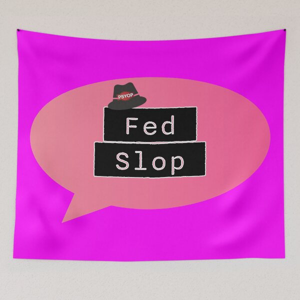 Aperçu de l'œuvre Copy of Mème de guerre psychologique Fed Slop - Satire de la culture Internet - Bulle de dialogue Mango - Édition rose vif créée et vendue par Miss Cutie Designs.