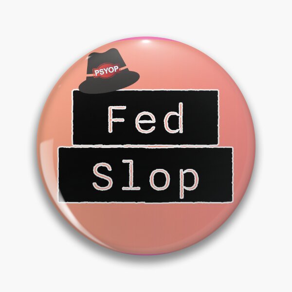 Item preview, Fed Slop Psyop Meme - Internet Culture Satire - Mango Talk Bubble - Hot Pink edition designed and sold by Miss Cutie Designs.