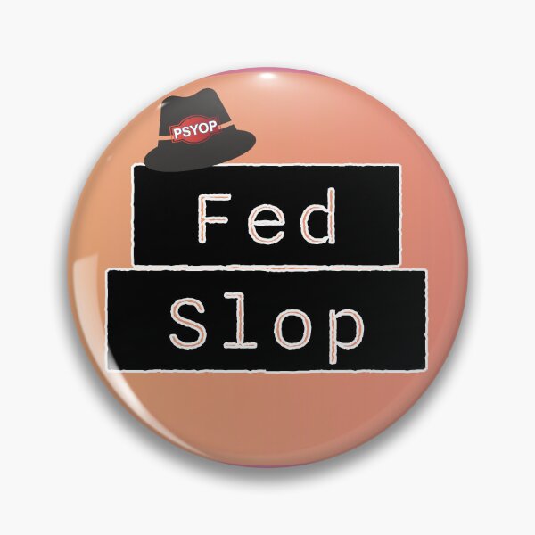 Item preview, Fed Slop Psyop Meme - Internet Culture Satire - Mango Talk Bubble - Pale Violet Red edition designed and sold by Miss Cutie Designs.