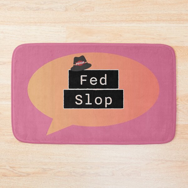 Item preview, Fed Slop Psyop Meme - Internet Culture Satire - Mango Talk Bubble - Pale Violet Red edition designed and sold by Miss Cutie Designs.