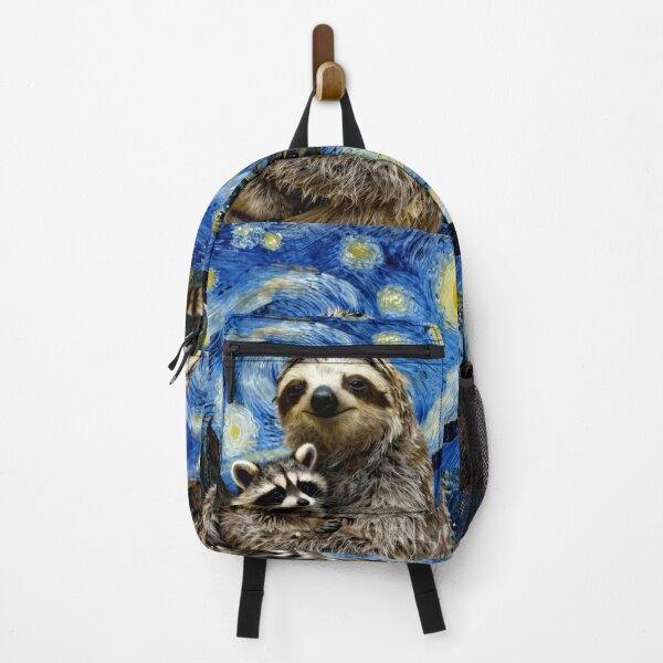 Item preview, sloth baby raccoon starry night colorful animal art design designed and sold by SmashingDeals.