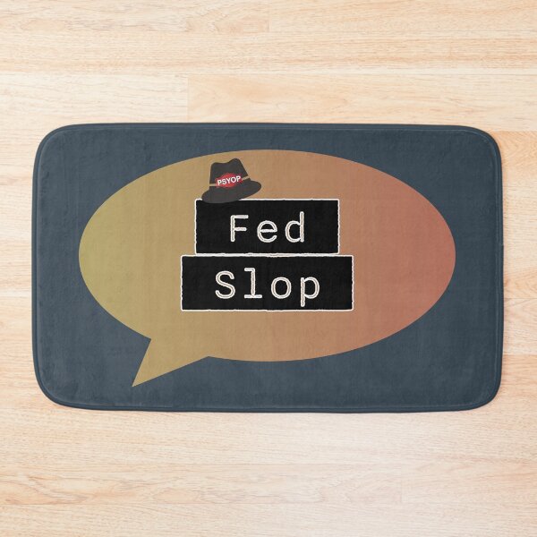 Item preview, Fed Slop Psyop Meme - Internet Culture Satire - Mango Talk Bubble - Charcoal edition designed and sold by Miss Cutie Designs.