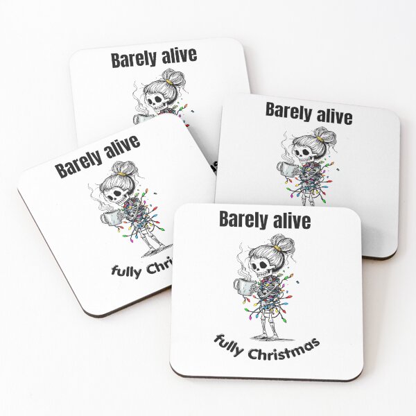 Item preview, Christmas Skeleton With Coffee – Funny Holiday Lights Design designed and sold by Kindloom.