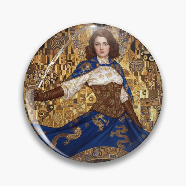 Item preview, Gustav Klimt Style Art Nouveau Woman posing with Sword designed and sold by AppliedAtelier.