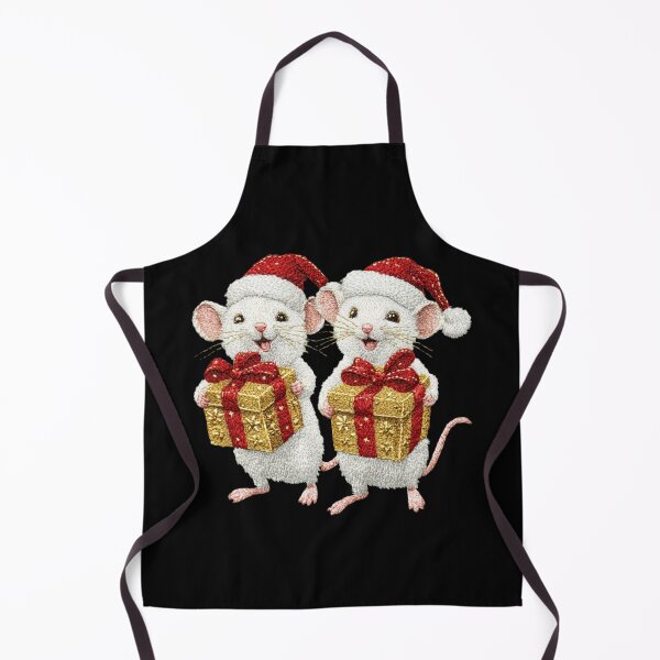Item preview, Luxury Christmas Mice Embroidery Art – Elegant Holiday Needlework designed and sold by MiraLumeStudio.