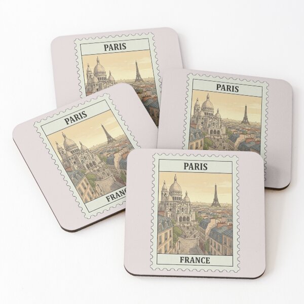 Item preview, Vintage Paris Stamp Sacre Cœur Basilica and Montmartre designed and sold by allaboutstamps.