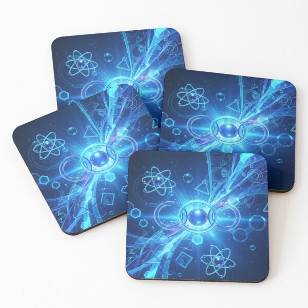 Item preview, Quantum Physics and Chemistry - Neon Blue Technological Illustration designed and sold by ViralCollector.