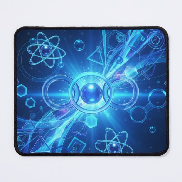 Item preview, Quantum Physics and Chemistry - Neon Blue Technological Illustration designed and sold by ViralCollector.
