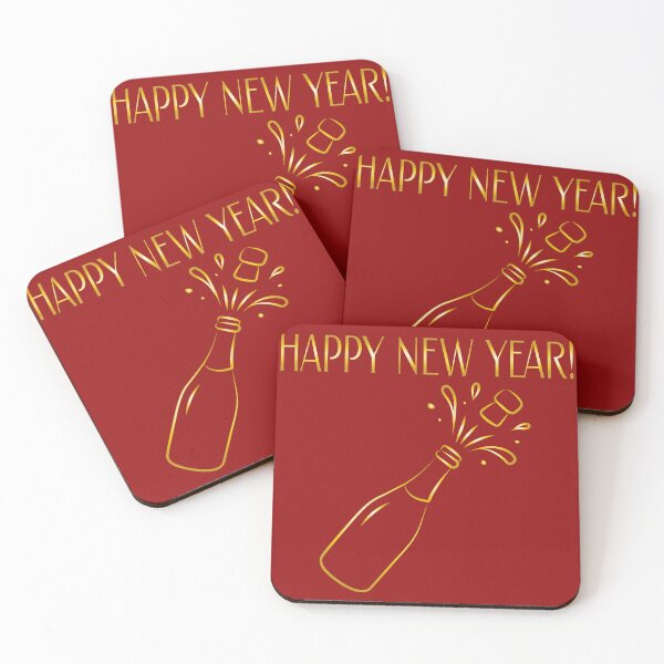 Item preview, Happy New Year Minimalist Line Art Sparkling Wine, gold designed and sold by ZorianArt.