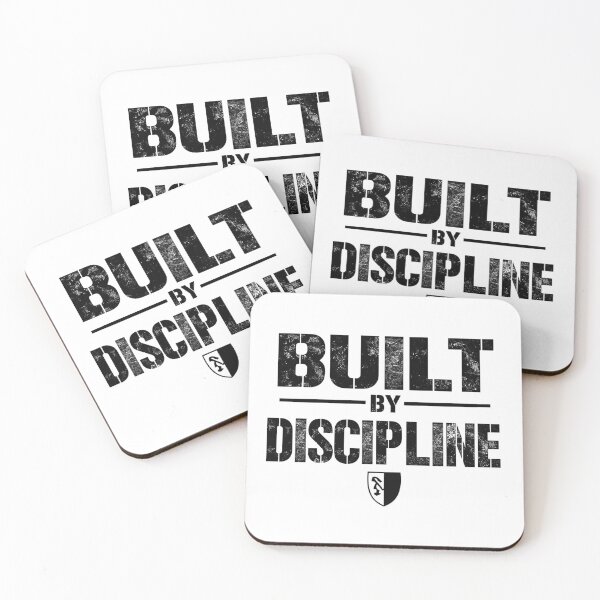 Item preview, Built by Discipline | Strong Geometric Typography with Shield Icon | Motivational Fitness T-Shirt Design designed and sold by Hayir Design.