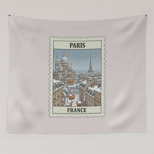 Item preview, Christmas in Paris Vintage Stamp designed and sold by allaboutstamps.