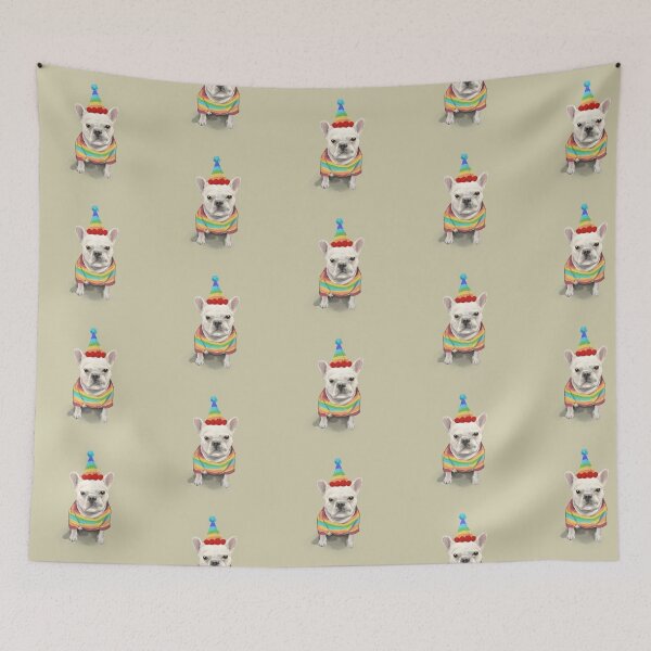 Item preview, Rainbow Party French Bulldog Cute Puppy Art designed and sold by AmberPeng.