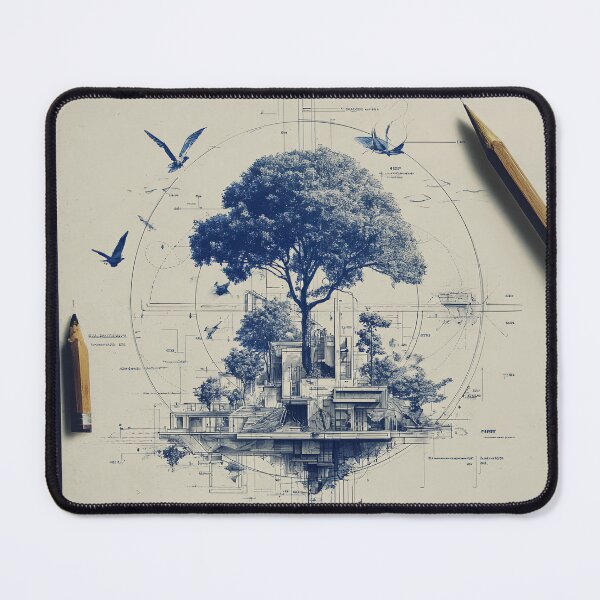 Item preview, Ancient Tree Eco Architectural Sketch designed and sold by BeeFreeStudio.