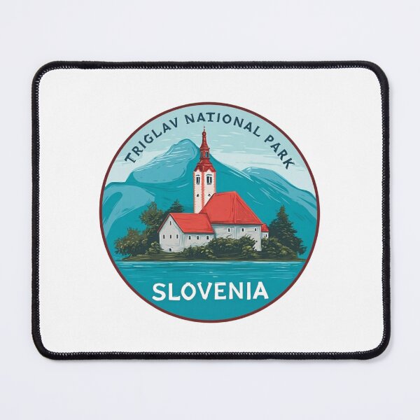 Item preview, Vintage Triglav National Park Slovenia Lake Bled Church Island Travel Poster designed and sold by Blurbean.