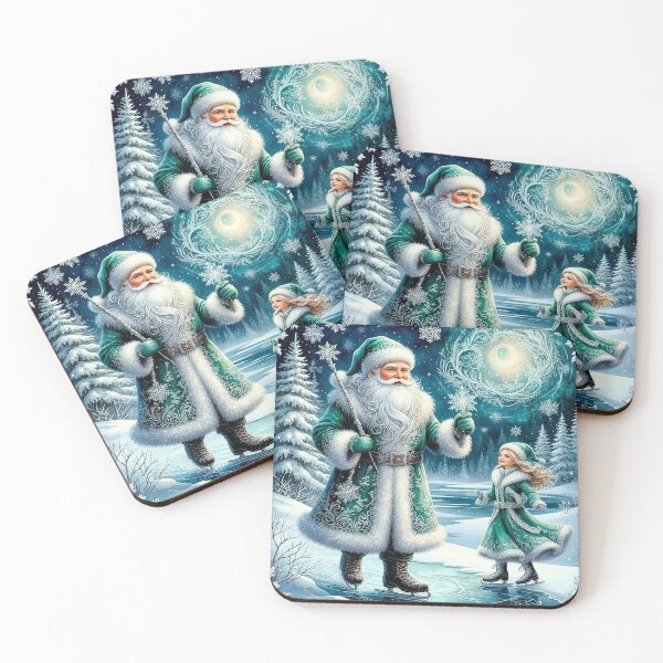 Item preview, Winter Wizard and Little Girl Skating – Magical Christmas Frost Scene designed and sold by AmetistLight.