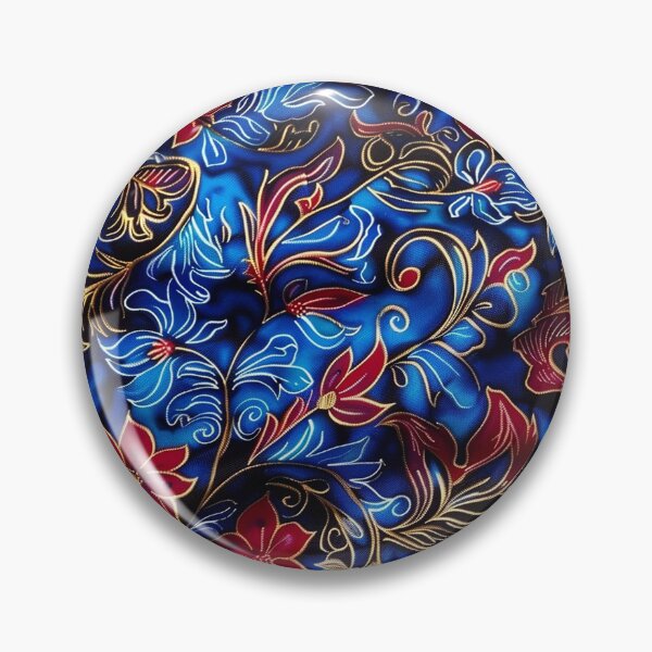 Item preview, Beautiful Batik Pattern- Botanical  Retro - Blue Floral Flower designed and sold by RoyalStarsPatts.