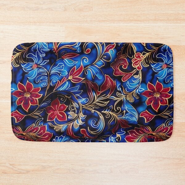Item preview, Beautiful Batik Pattern- Botanical  Retro - Blue Floral Flower designed and sold by RoyalStarsPatts.