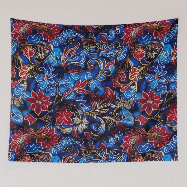 Item preview, Beautiful Batik Pattern- Botanical  Retro - Blue Floral Flower designed and sold by RoyalStarsPatts.