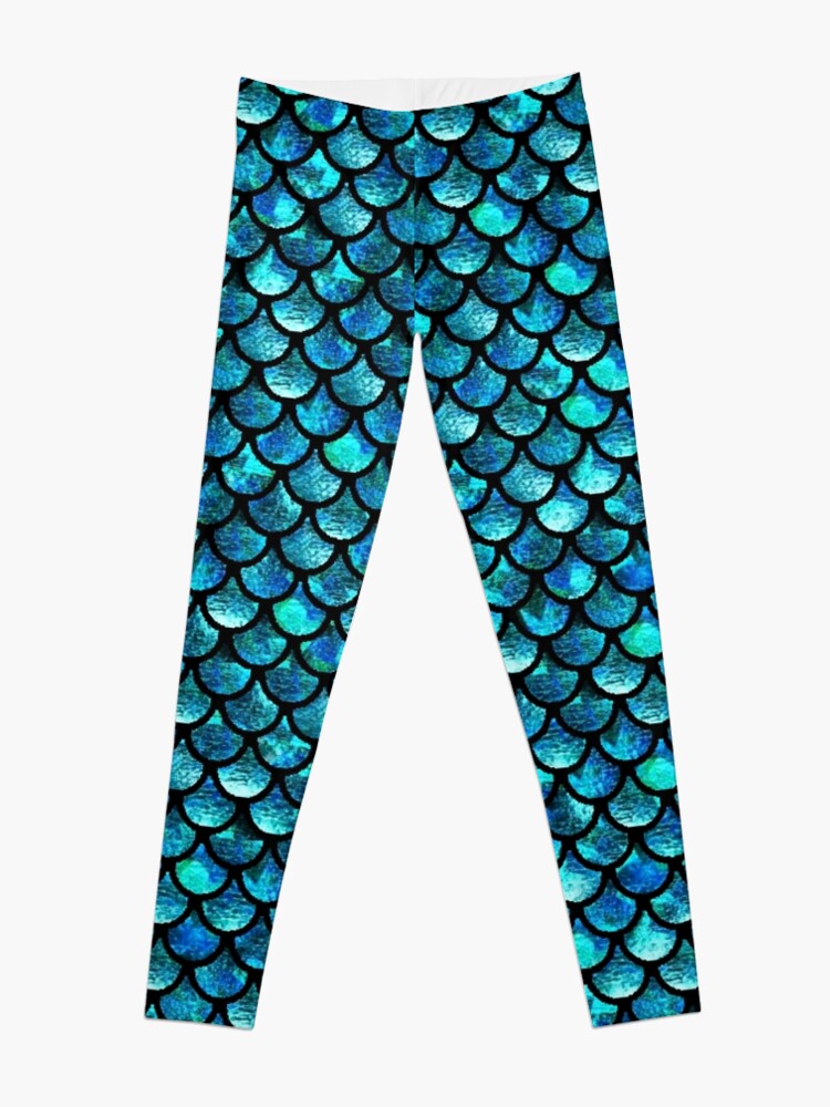 Alternate view of Mermaid Scales - Turquoise Blue Leggings