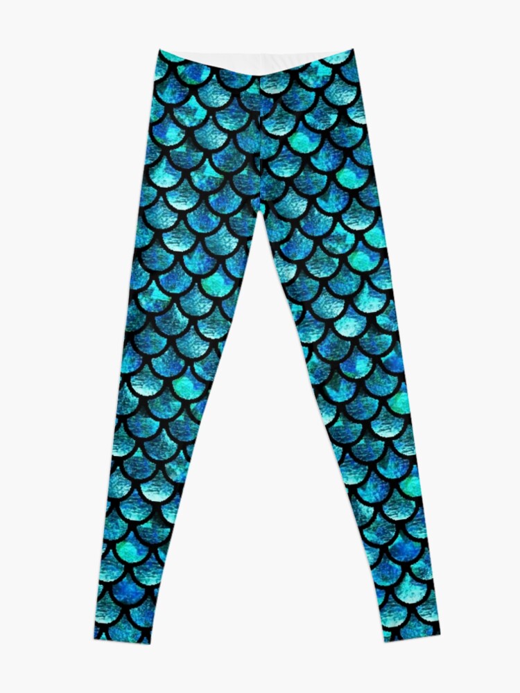 Turquoise Mid Rise Mermaid Leggings