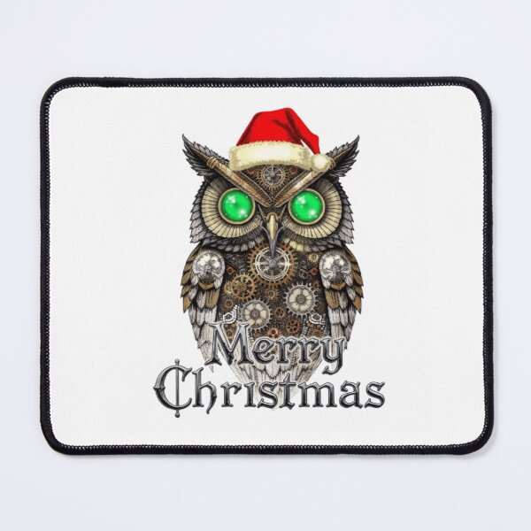 Item preview, Steampunk Christmas Owl: Vintage Brass & Emerald Eyes designed and sold by artistmagicshop.