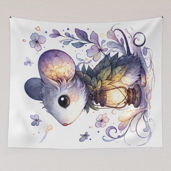 Item preview, Lantern Flower Mouse Gothic Watercolor Fantasy designed and sold by RubisLeaf.