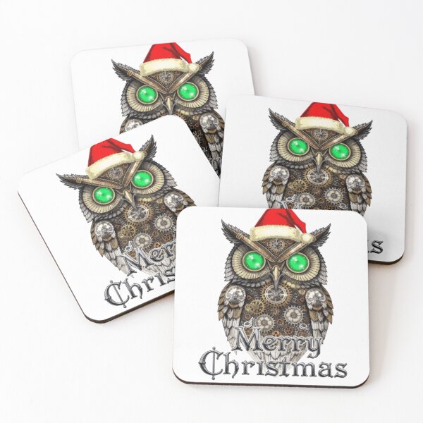 Item preview, Steampunk Christmas Owl: Vintage Brass & Emerald Eyes designed and sold by artistmagicshop.