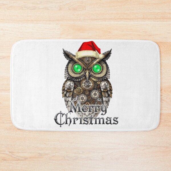 Item preview, Steampunk Christmas Owl: Vintage Brass & Emerald Eyes designed and sold by artistmagicshop.