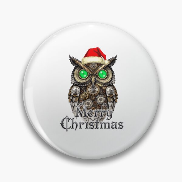 Item preview, Steampunk Christmas Owl: Vintage Brass & Emerald Eyes designed and sold by artistmagicshop.