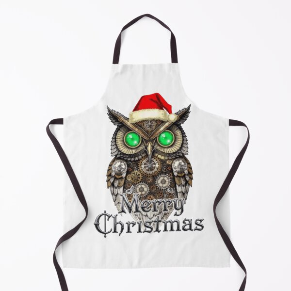 Item preview, Steampunk Christmas Owl: Vintage Brass & Emerald Eyes designed and sold by artistmagicshop.