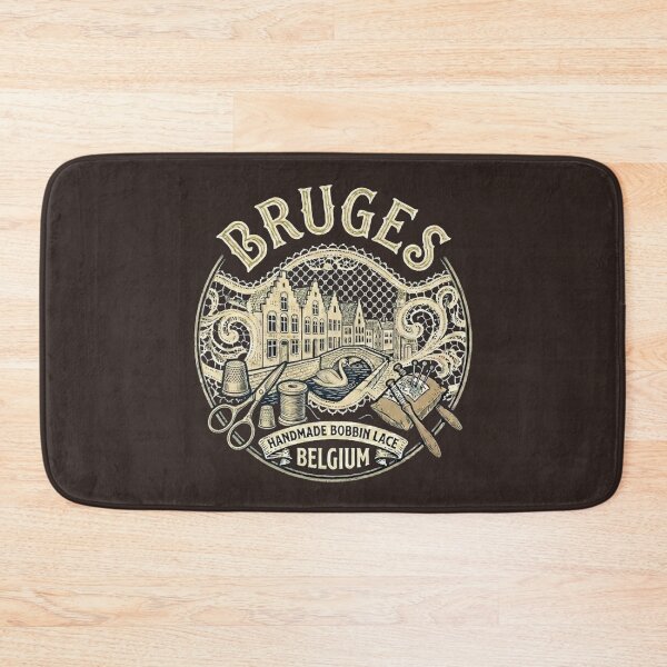 Item preview, Bruges Belgium Rozenhoedkaai Vintage Travel Souvenir - Handmade Bobbin Lace, Canals & Swan - Antique Wood Brown edition designed and sold by Miss Cutie Designs.
