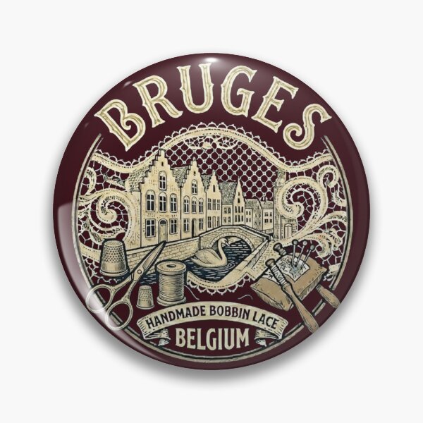 Item preview, Bruges Belgium Rozenhoedkaai Vintage Travel Souvenir - Handmade Bobbin Lace, Canals & Swan - Vintage Wine Burgundy edition designed and sold by Miss Cutie Designs.