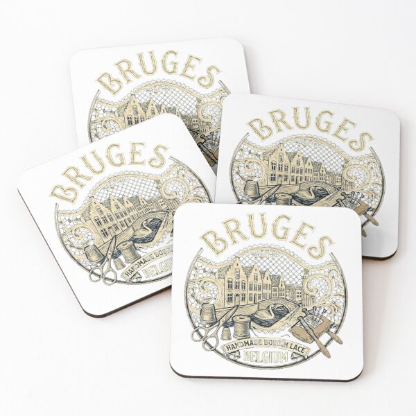 Item preview, Bruges Belgium Rozenhoedkaai Vintage Travel Souvenir - Handmade Bobbin Lace, Canals & Swan - White edition designed and sold by Miss Cutie Designs.