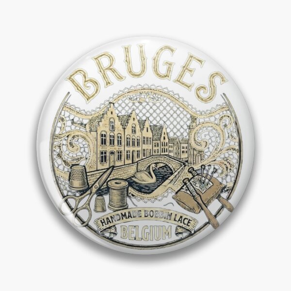 Item preview, Bruges Belgium Rozenhoedkaai Vintage Travel Souvenir - Handmade Bobbin Lace, Canals & Swan - White edition designed and sold by Miss Cutie Designs.