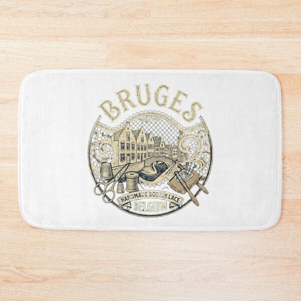 Item preview, Bruges Belgium Rozenhoedkaai Vintage Travel Souvenir - Handmade Bobbin Lace, Canals & Swan - White edition designed and sold by Miss Cutie Designs.