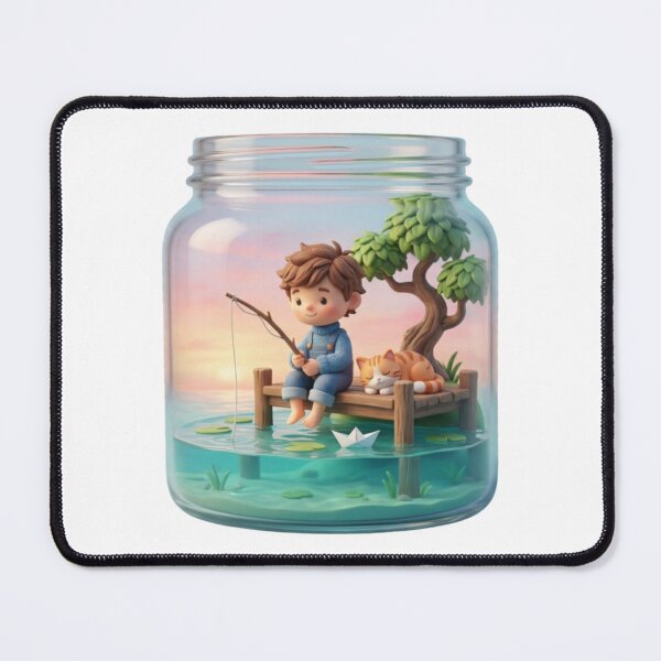 Item preview, Miniature Lakeside Adventure with Boy and Sleeping Tabby Cat designed and sold by Zippy Creation.