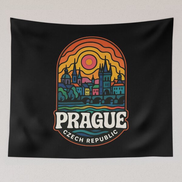 Item preview, Prague Czech Republic Retro Trippy Travel designed and sold by TomFrontierArt.