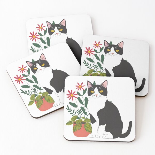 Item preview, Tuxedo Cat with house plants designed and sold by xiao xuans.