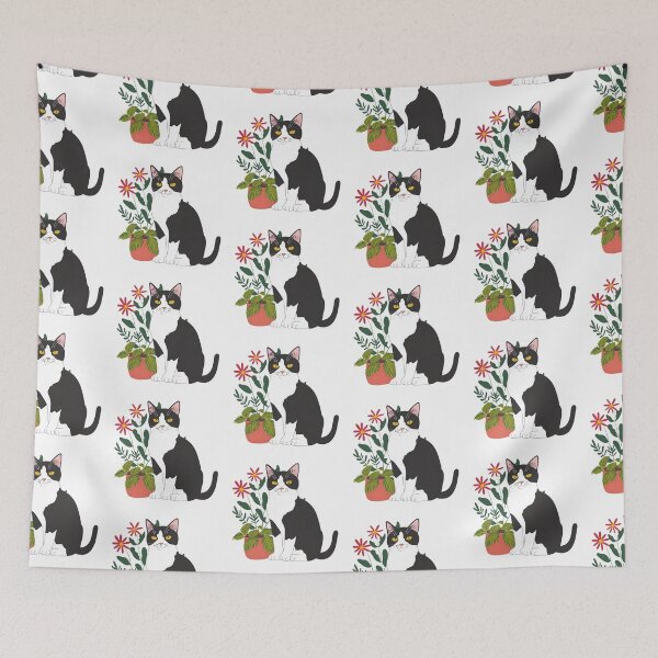 Item preview, Tuxedo Cat with house plants designed and sold by xiao xuans.