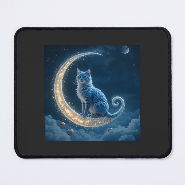 Item preview, Realistic blue cat on a bright moon designed and sold by Indoni.