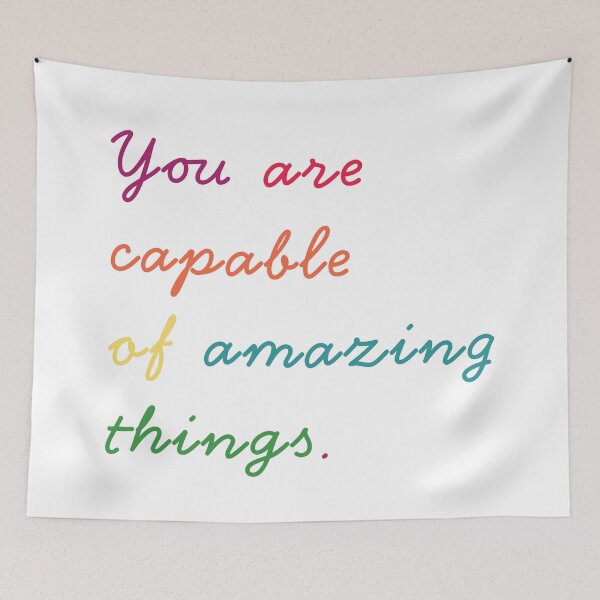 Item preview, YOU ARE CAPABLE OF AMAZING THINGS – Modern Typographic Travel Design designed and sold by MarkedArtPrints.