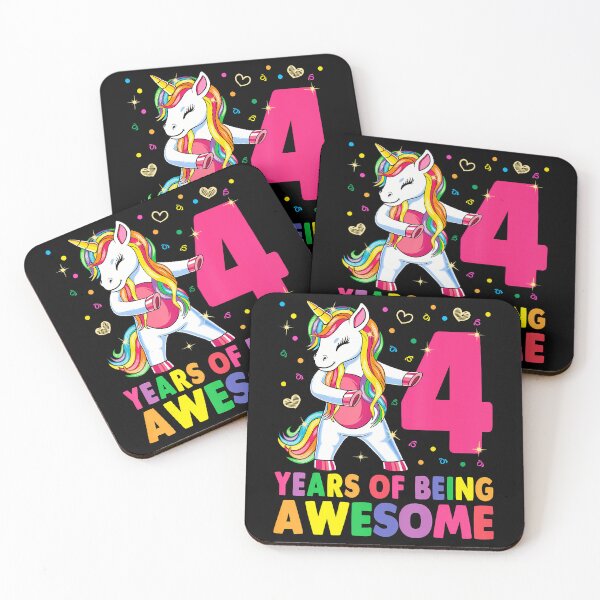 Item preview, 4 Years Old Unicorn Flossing 4Th Birthday Girl Unicorn Party designed and sold by TysonLangosh.