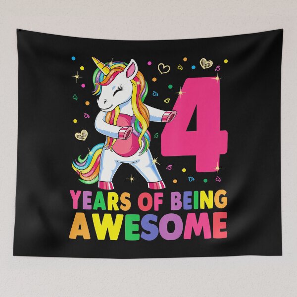 Item preview, 4 Years Old Unicorn Flossing 4Th Birthday Girl Unicorn Party designed and sold by TysonLangosh.