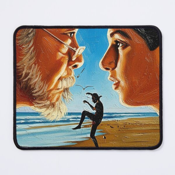 Item preview, 80s Martial Arts Training Poster | Master and Student Beach Painting | Classic Crane Pose designed and sold by Art's Diner.