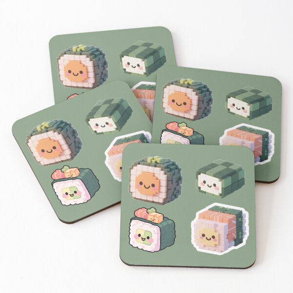 Item preview, Voxel Sushi Roll – Cute Kawaii Cube Food Sticker designed and sold by LunarDraft.